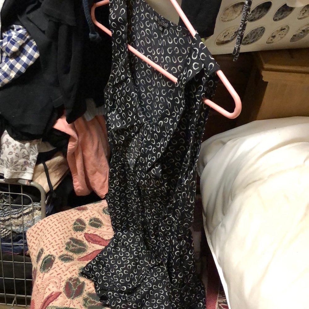 Black mini dress with white horseshoes